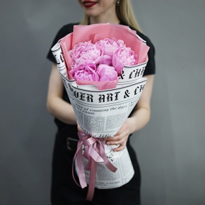 Букет из 5 розовых пионов Сара Бернар в Электростали