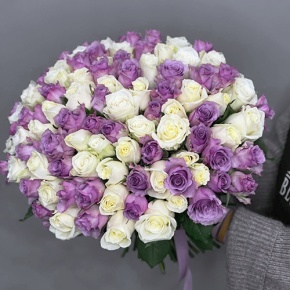 Букет "Фиолетовый микс" из 101 розы (40 см) в Электростали