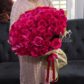 Букет 51 роза Эквадор Пинк Флоид (60 см) в Электростали