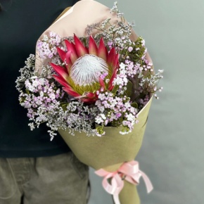 Букет из хамелациума, лимонниума и протеи в Электростали
