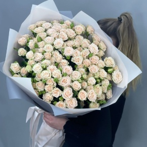 Букет из 25 кремовых кустовых роз (70 см) в Электростали