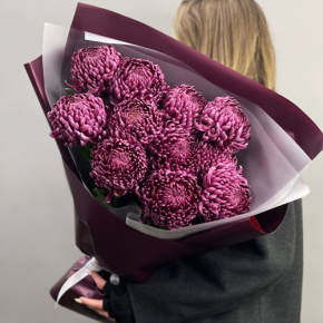 Букет "Изобилие" из 11 винных хризантем Бигоуди в Электростали