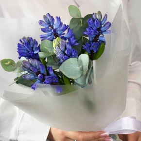 Букет "Мини" из 5 ароматных гиацинтов и эвкалипта в Электростали